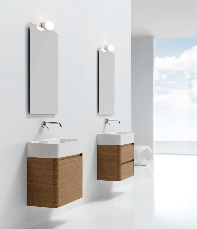 Mini Aston Contemporary Floating 20" bathroom vanity. Natural walnut
