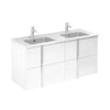 Neox 48 inches modern wall double bathroom Vanity, 4 drawers with ceramic sink console