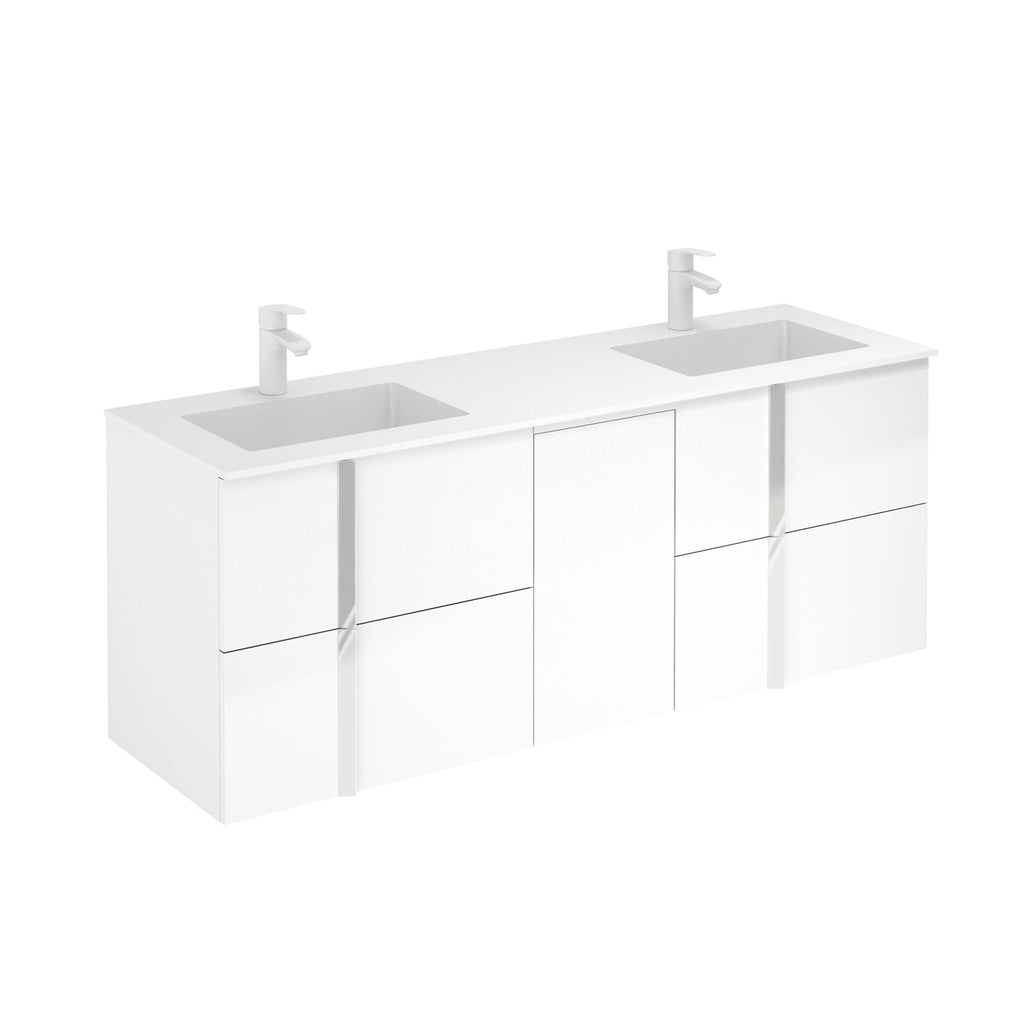 Neox 60 inches modern wall double bathroom Vanity, 4 drawers, 1 door with sink console