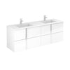 Neox 64 inches modern wall double bathroom Vanity with sink, 4 drawers, Matte white sink console