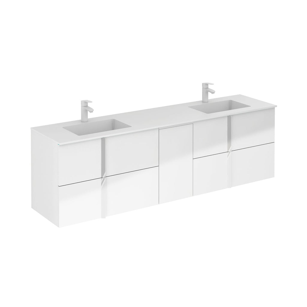 Neox 76 inches modern wall double bathroom Vanity, 4 drawers, 1 door with sink console