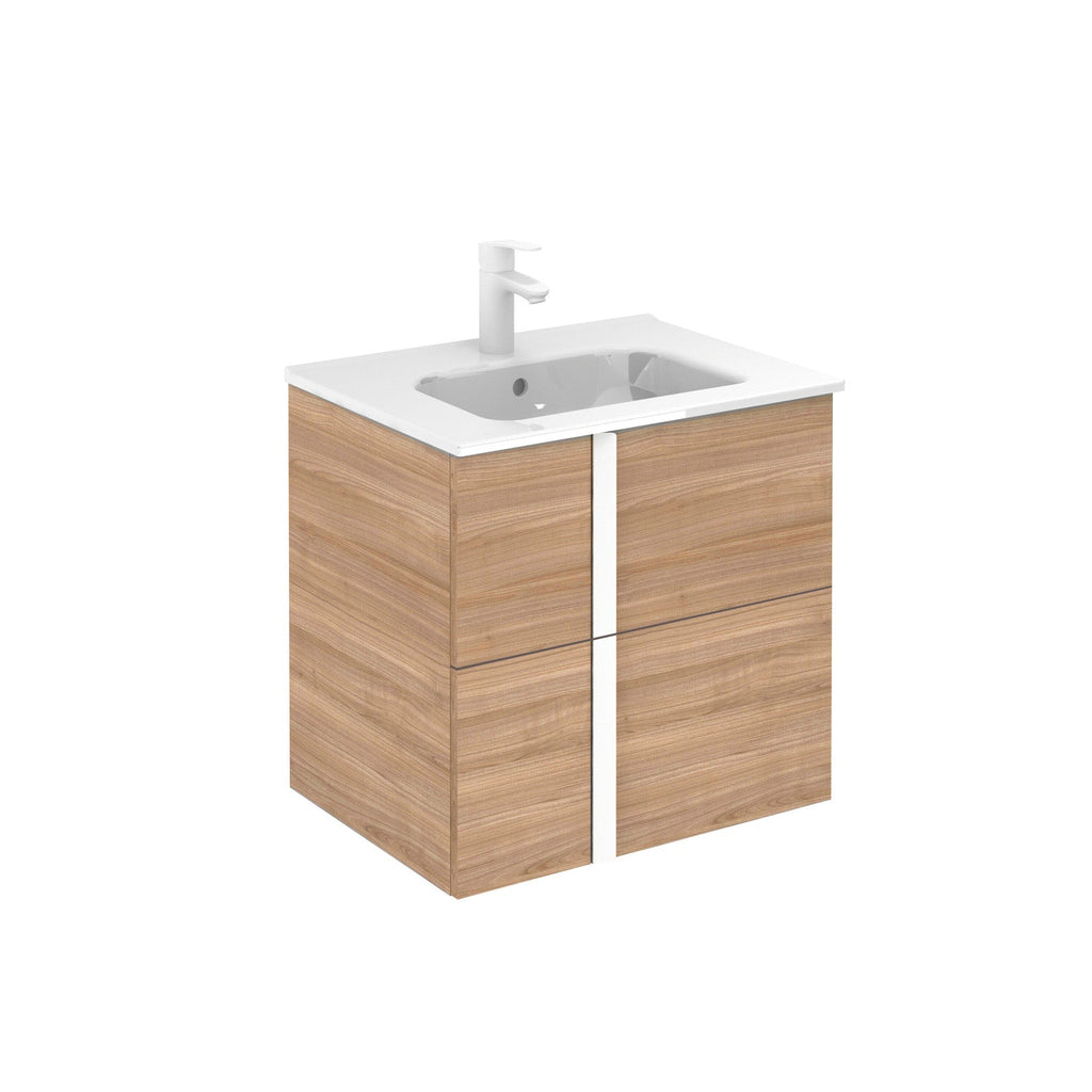 Neox 24 inches modern wall mounted small bathroom Vanity 2 drawers with ceramic sink console