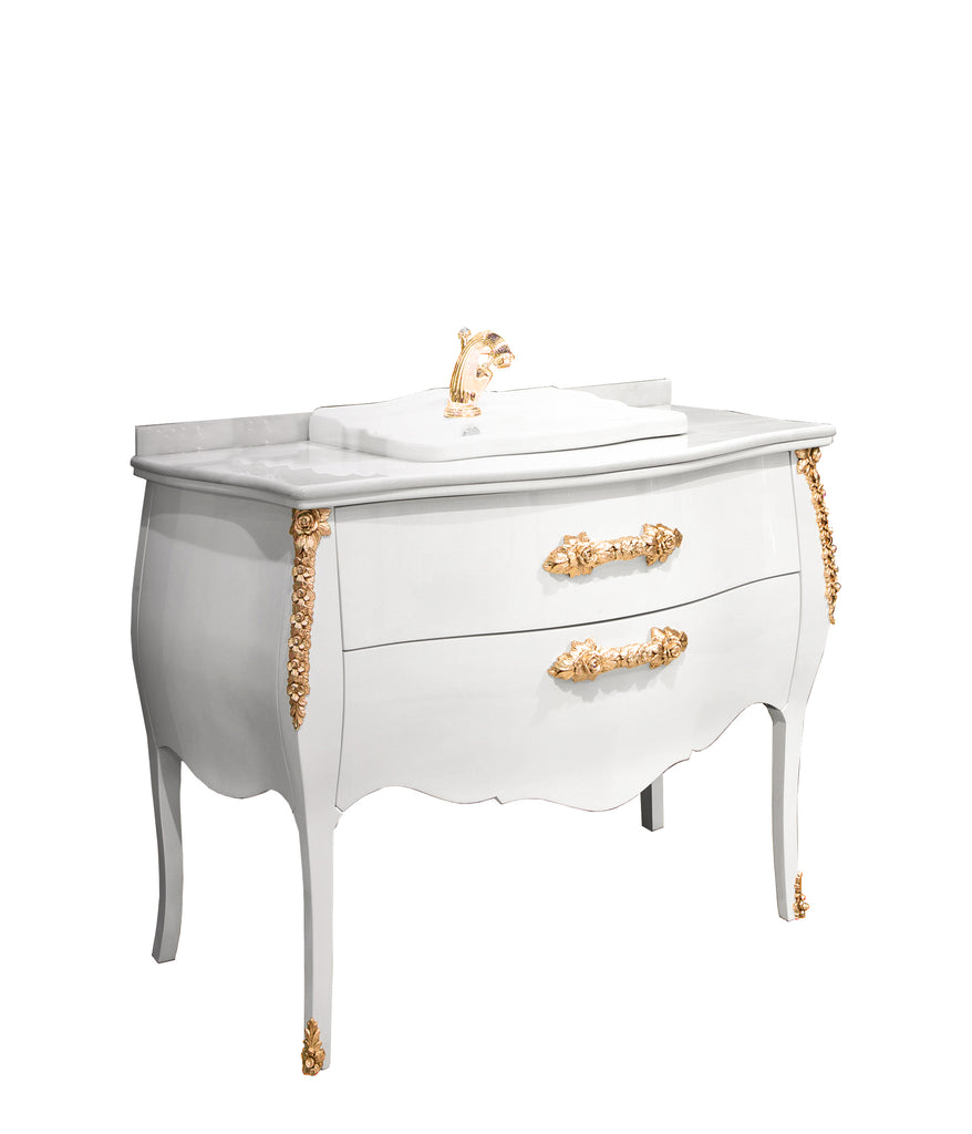 Palace 47 inches white gold bathroom vanity. Swarovski crystals inlaid