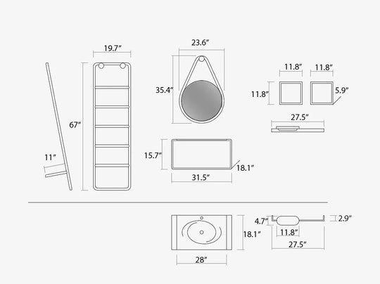 Poeme Contemporary 32 inches Floating bathroom vanity set. Matte white Secret Bath