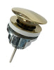 Polished gold Universal Popup drain valve. For sinks with or without overflow hole.