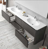 Aston Contemporary Floating 76" double sink bathroom vanity. Matte Dark Grey. Modern high-end european cabinets.