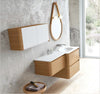 Aston Contemporary Floating 54" bathroom vanity. Natural Oak. Modern luxury bathroom cabinet. European high end bathroom.