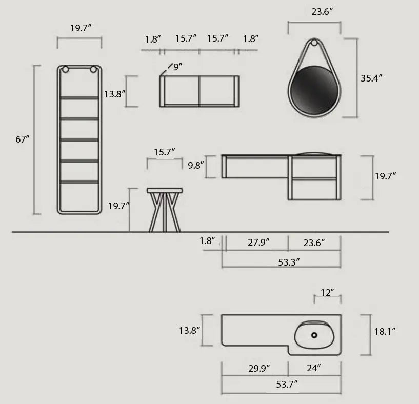 Aston Contemporary Floating 54" bathroom vanity. Natural Oak. Modern luxury bathroom cabinet. European high end bathroom. Secret Bath