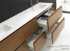 Aston Contemporary Floating 76" double sink bathroom vanity. Ferreiro oak finish