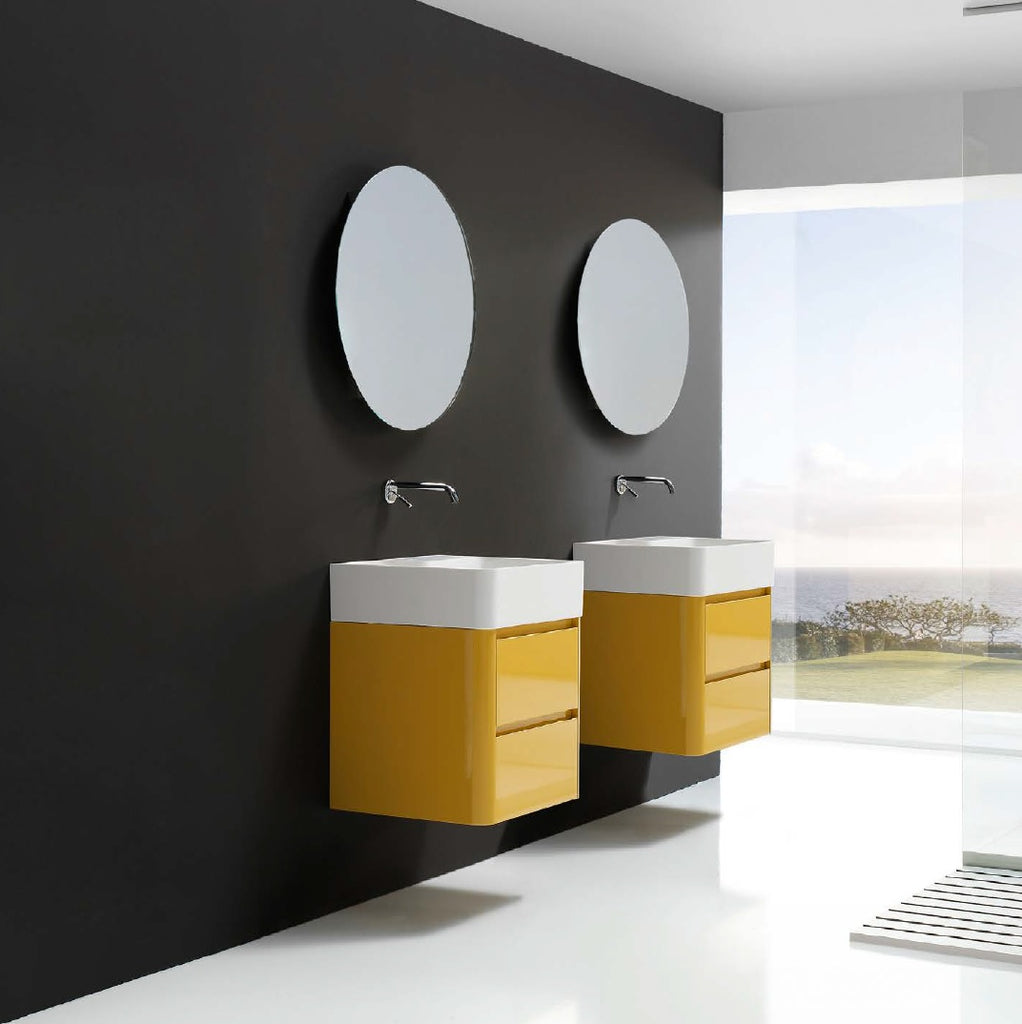 Mini Aston Contemporary Floating 22" bathroom vanity. Mango glossy lacquered