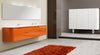 Viena Contemporary Floating 84" double sink bathroom vanity. Orange glossy