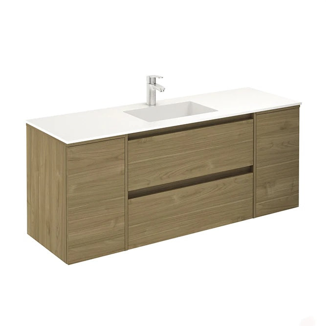Samoa 56 inches Floating Bathroom Vanity with sink console, 2 drawers, 2 doors. Contemporary vanities.