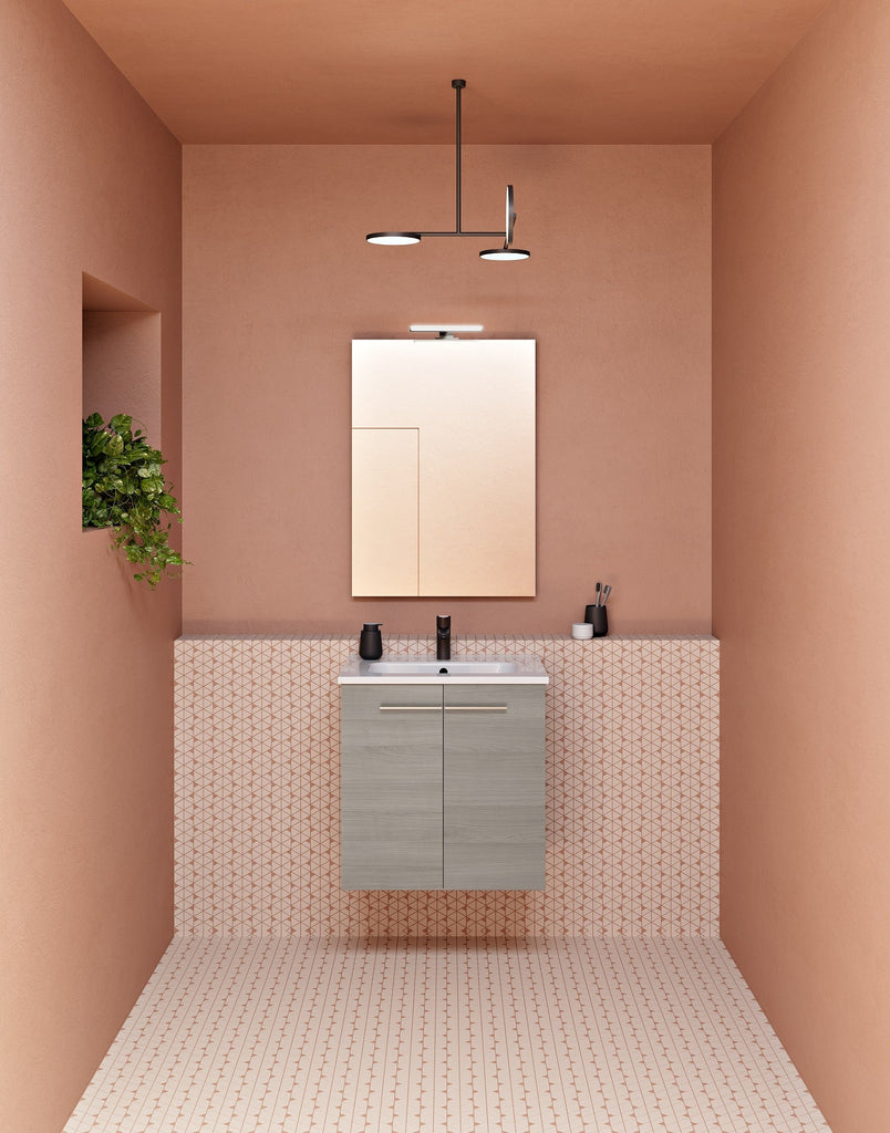 Pack Stay 20 inches floating small bathroom Vanity with sink console and mirror. Contemporary small bathroom cabinet.
