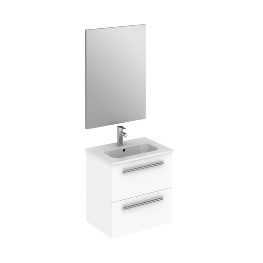 Pack Stay 20 inches wall mounted bathroom Vanity 2 drawers with ceramic sink console and mirror Roca Group