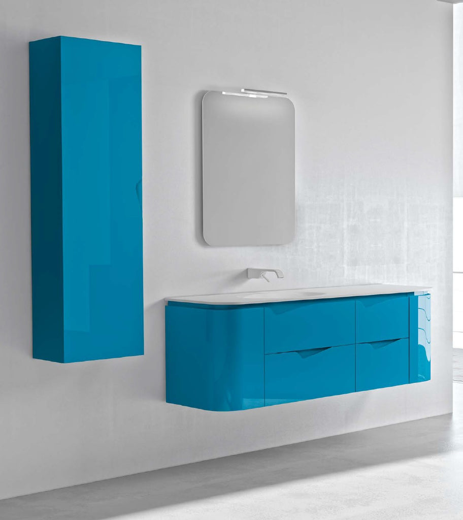 Viena Contemporary Floating 60" single sink bathroom vanity. Aqua Lactea glossy