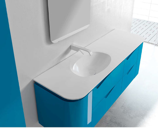 Vienna Contemporary Floating 60" single sink bathroom vanity. Aqua Lactea glossy Secret Bath