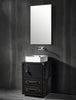 Traveler small bathroom vanity 21". Leather upholstered vanities. Small bathroom cabinets.