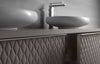 Auriga double sink wall mounted bathroom vanity 79". Cream Leather Upholstery