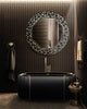 Luxury bathroom with Darian black upholstery bathtub, High end bath fixtures, Black bathroom