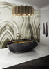 Modern bathtub, Luxury bathtub, Diamond bathtub, High end bath fixtures, Gold ceiling lamp.