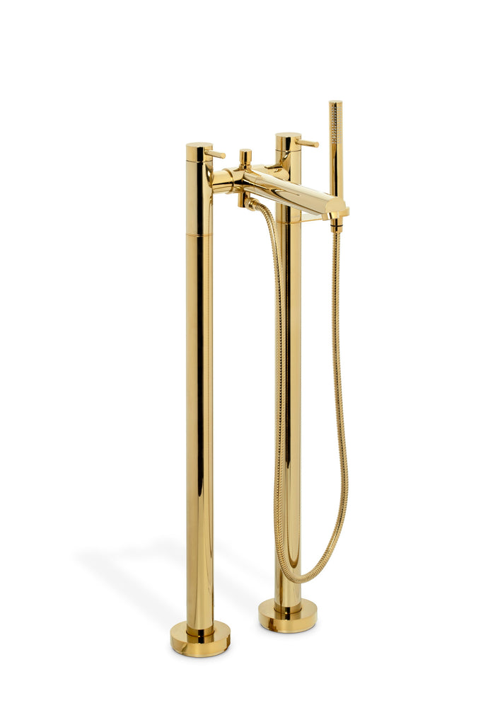 Harper bathroom free standing tub faucet. Polished gold