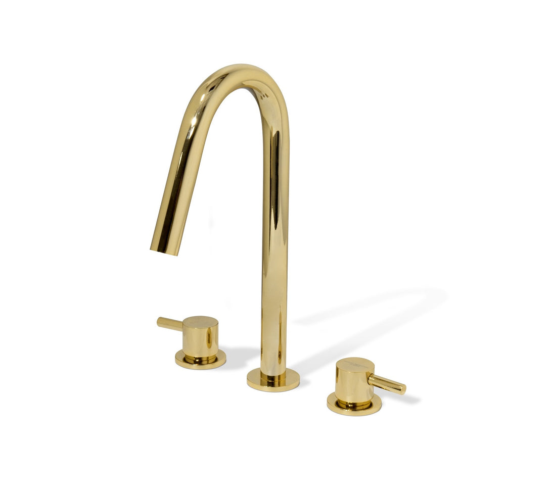 Origin widespread bathroom sink faucet. Polished gold MV