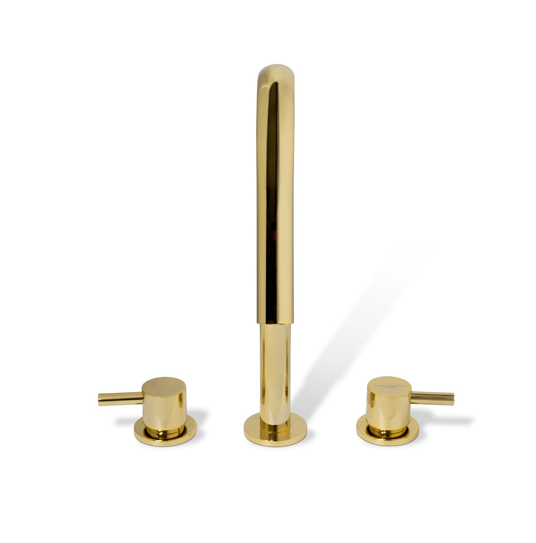 Origin widespread bathroom sink faucet. Polished gold MV