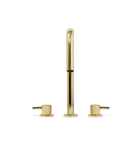 Origin widespread bathroom sink faucet. Polished gold MV