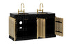 Symphony 63" double sink bathroom vanity. Black and gold