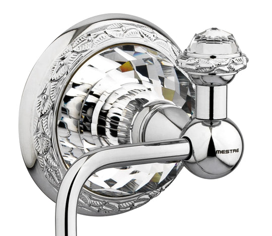 Strass Luxury chrome toilet paper holder with customized Swarovski crystals. Decorated plate Secret Bath