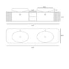 Tubular double sink wall mounted bathroom vanity 75". Brown Leather Upholstery Coleccion Alexandra