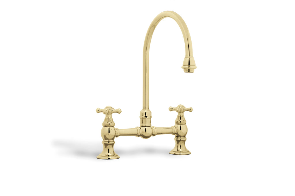 Victorian Two holes bathroom sink faucet. Polished gold