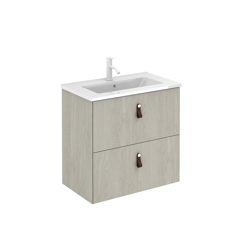 Lisa 20 inches floating small bathroom vanity with sink . Ceramic sink console. 2 drawers vanity